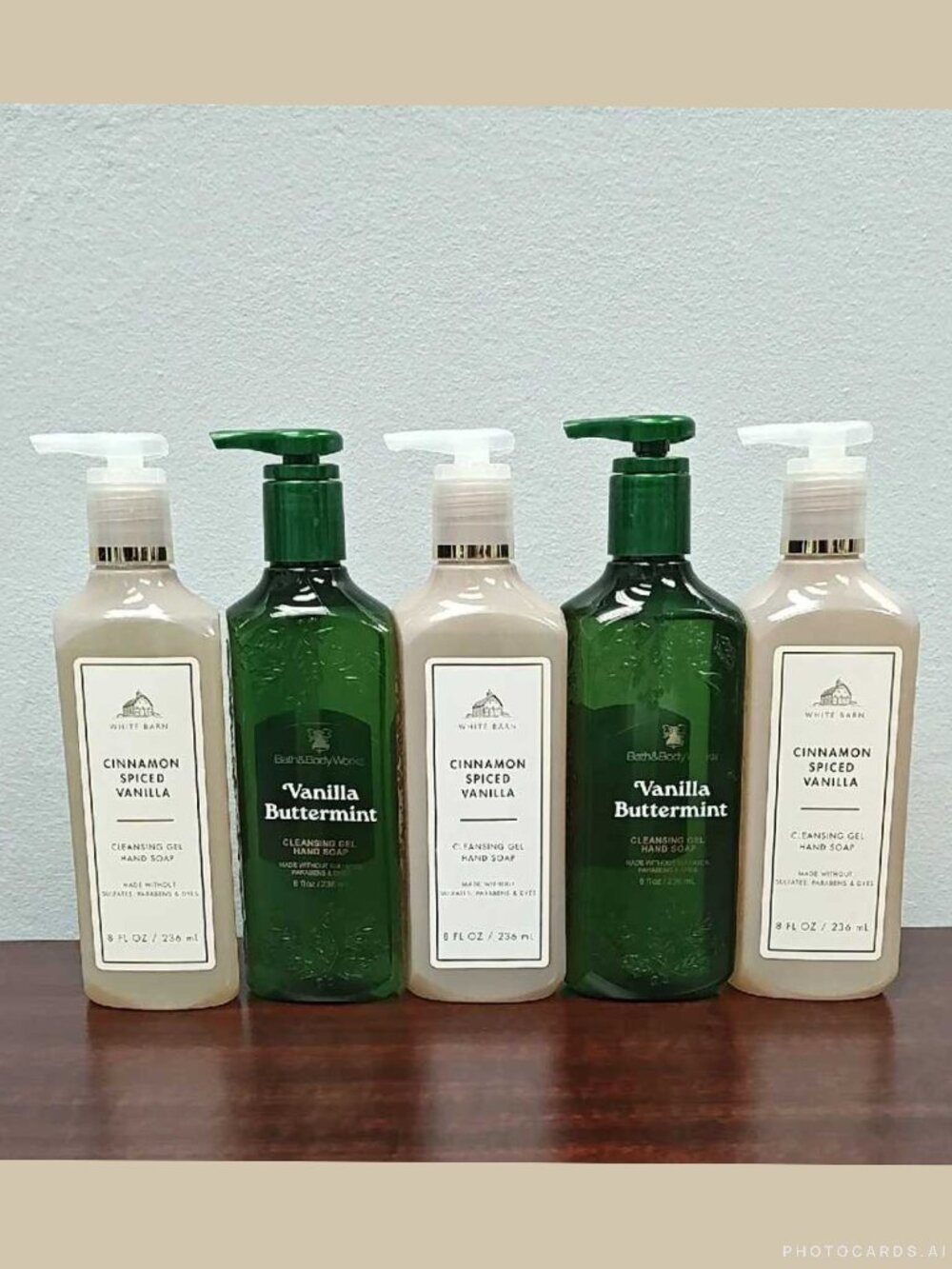 Bath & Body Works VANILLA 5 Piece Cleansing Gel Hand Soap Bundle